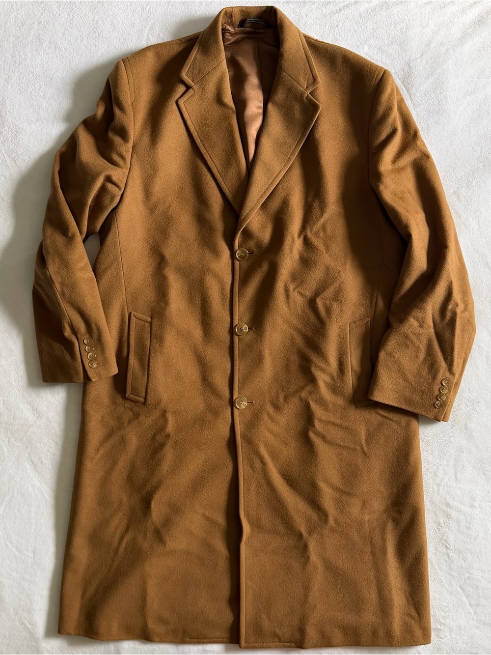 Vintage Hart Schaffner Marx Overcoat Mens
Camel Tan 80s Virgin Wool Baskin Coat